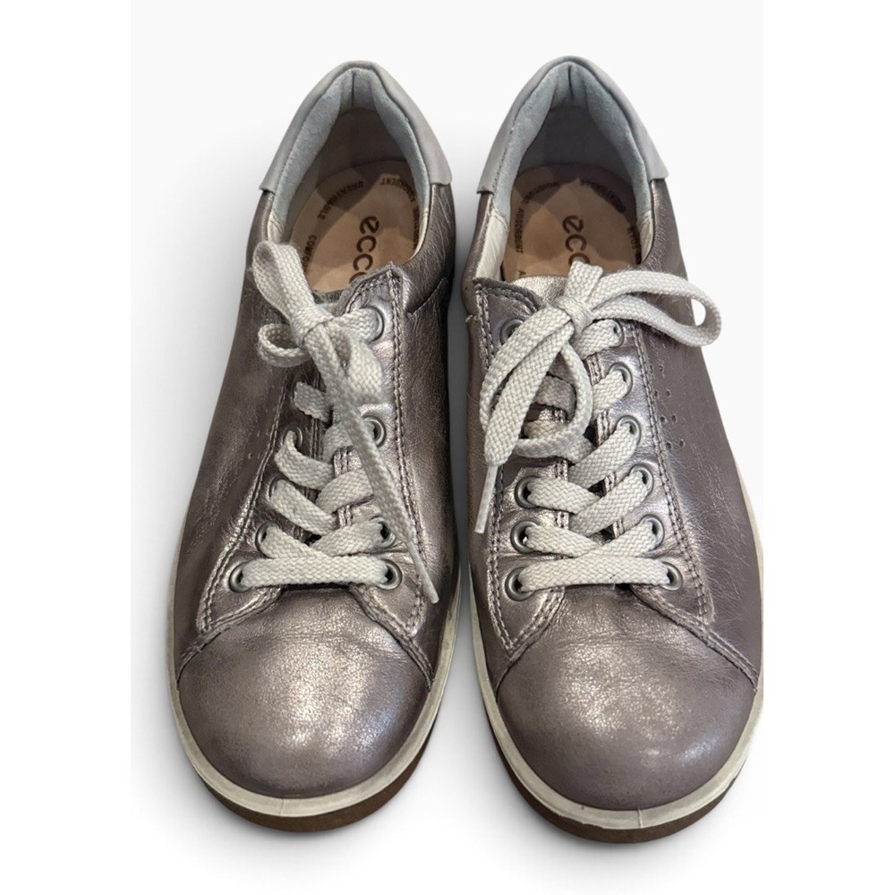 Women's Ecco Soft Sneaker Metallic Pewter Size UK-37 US-6 Arch Support